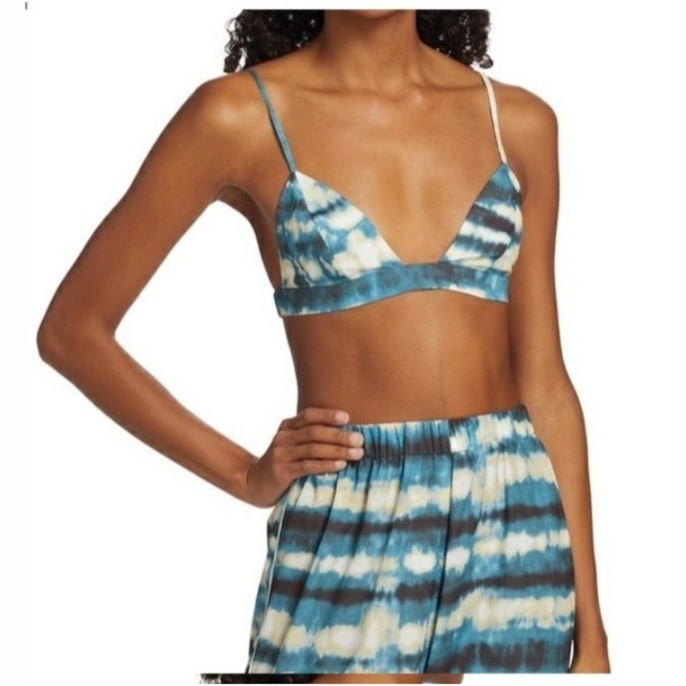 Ronny Kobo Womens Kara Blue Tie-Dye Triangle Cropped Top Festival Sz S NWT